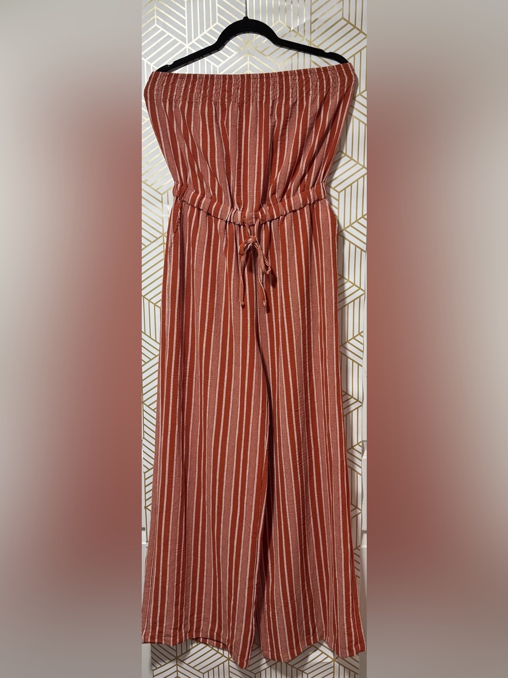 No Boundaries Crinkle Strapless Jumpsuit, Women's
